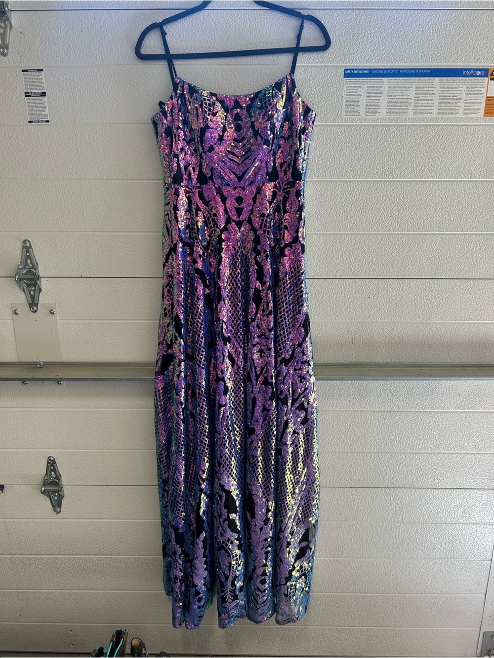 Iridescent Purple Sequin Prom Dress